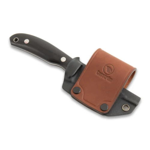 A Casström Leather Belt Loop attached to a knife sheath.